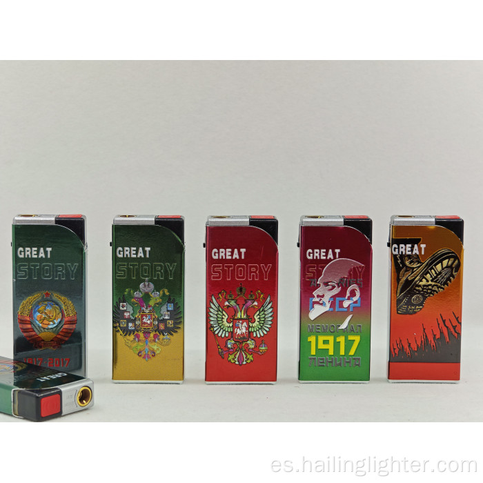 Encendedor recargable de plástico Jet Electronic con cubierta de metal y envoltura de papel
